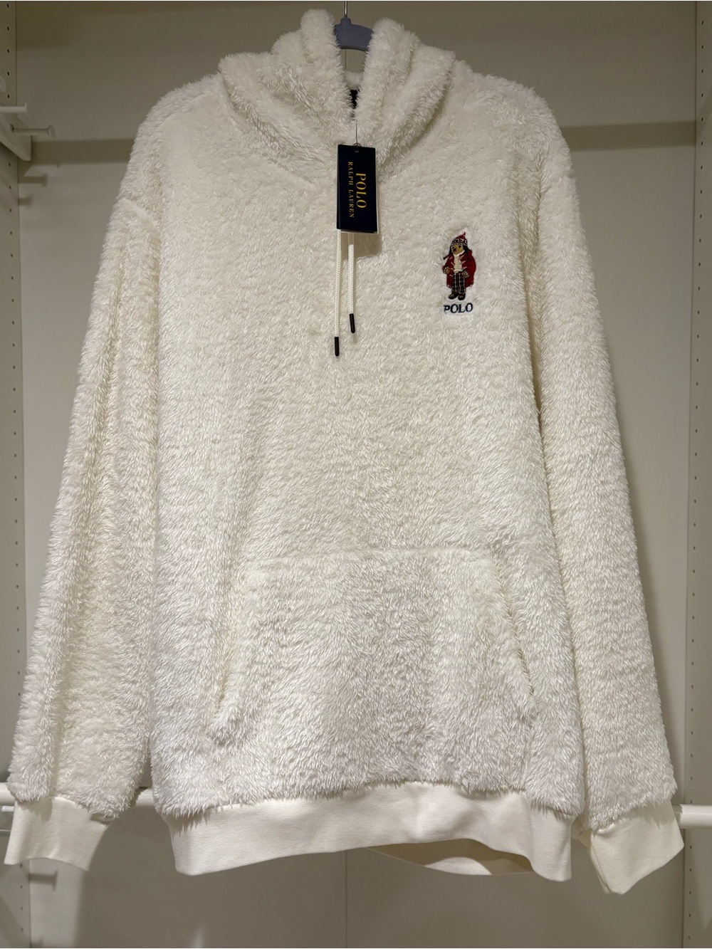 Polo Ralph Lauren White Sherpa Hoodie with Embroidered Bear XXL PLUSH SUPERSOFT
